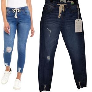 CELEBRITY PINK Juniors’ Pull-On Drawstring Elastic-Waist Jeans Size X-Small